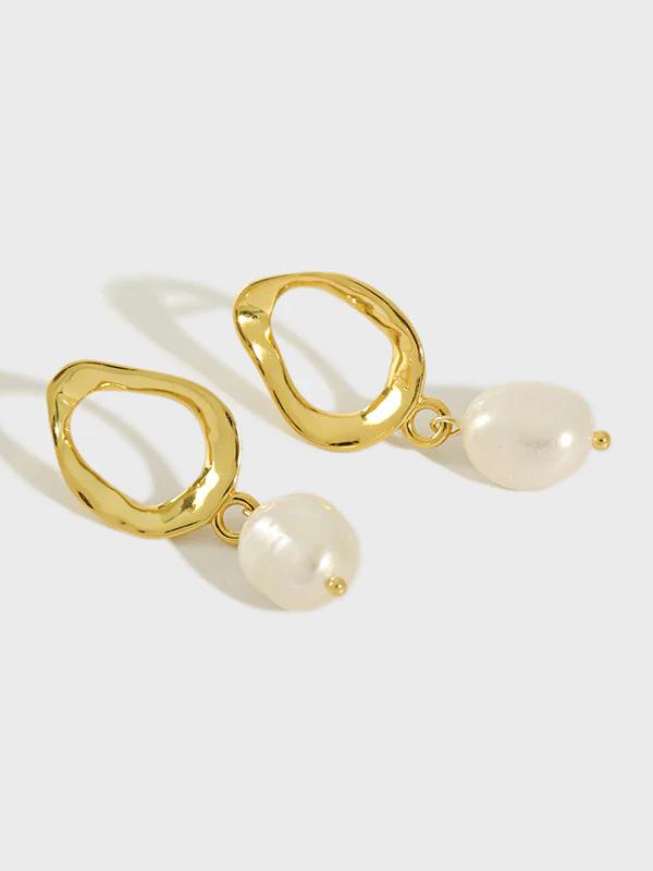 Gaby Aghion Baroque Pearl Drop Stud Earrings