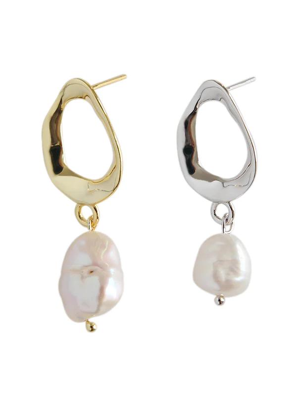 Gaby Aghion Baroque Pearl Drop Stud Earrings