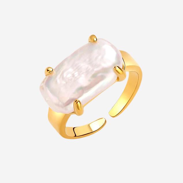 Vanessa Seward Rectangular Baroque Pearl Ring