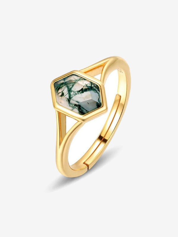 Rehane Yavar Dhala Geometry Aquatic Agate Ring