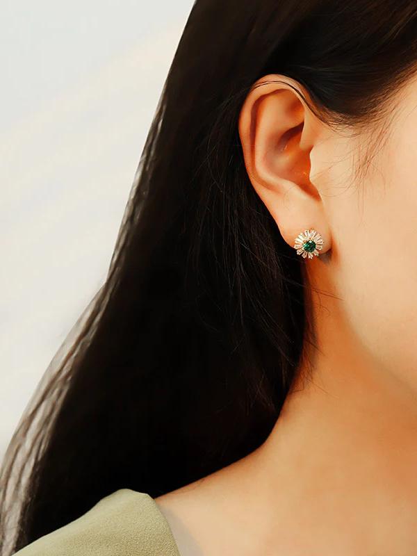 Joseph Altuzarra Green Zircon Huggie Earrings