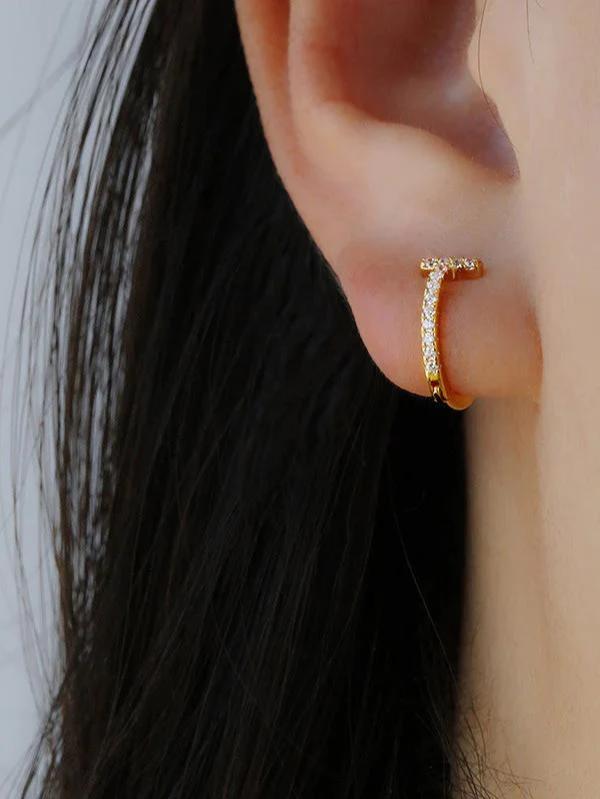 Round Zircon Huggie Earrings